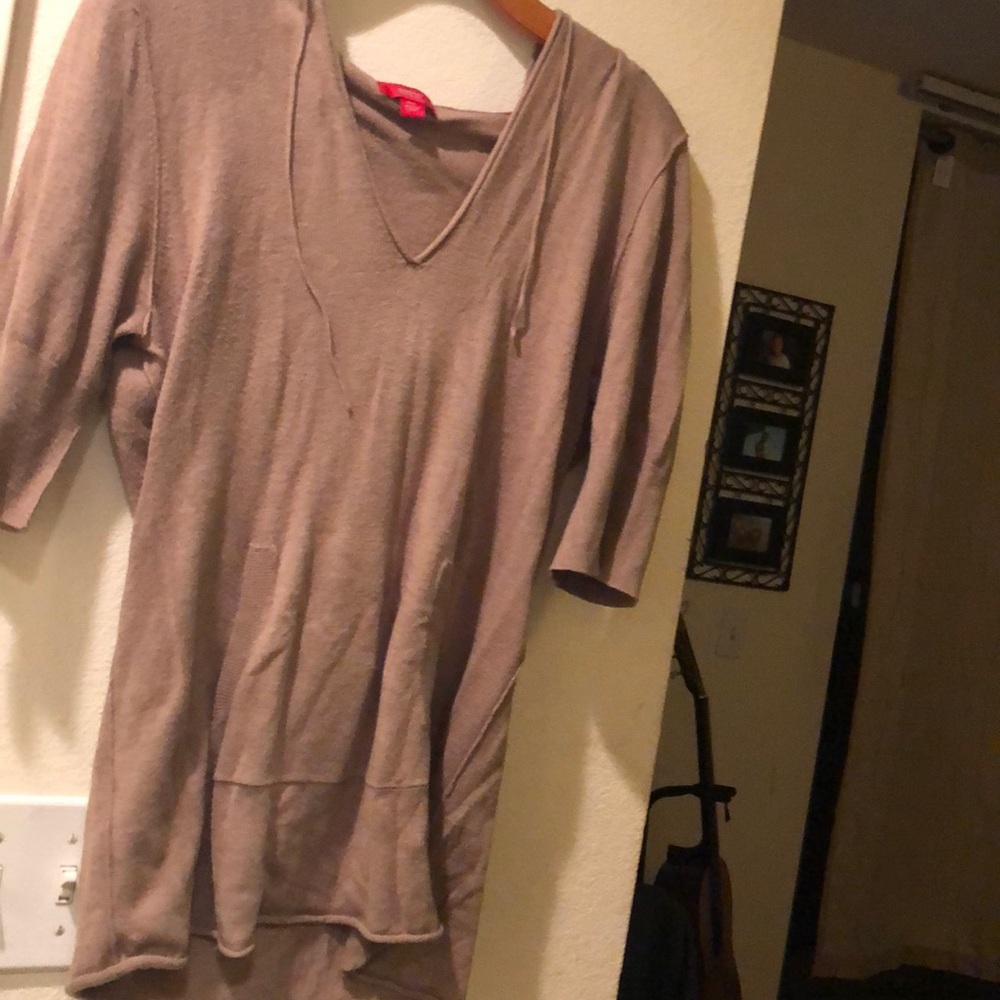 Brown Flowy Short Sleeves With Hood